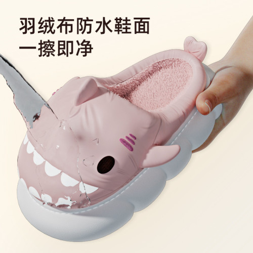 鯊魚棉拖鞋女冬天室內居家月子棉拖厚底輕便保暖情侶卡通毛絨拖鞋 鯊魚棉拖鞋女冬天室內居家月子棉拖厚底輕便保暖情侶卡通毛絨拖鞋