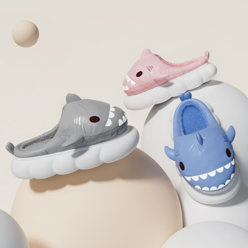 鯊魚棉拖鞋女冬天室內居家月子棉拖厚底輕便保暖情侶卡通毛絨拖鞋 鯊魚棉拖鞋女冬天室內居家月子棉拖厚底輕便保暖情侶卡通毛絨拖鞋