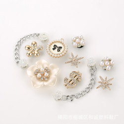 新款香水瓶蝴蝶花朵飾品配件洞洞鞋鞋花材料飾品配飾套裝
