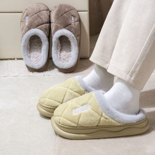 男士棉拖鞋秋冬季家用厚底踩屎感室內情侶家居保暖毛毛絨拖鞋女款