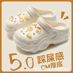 2024新款厚底洞洞女款夏季外穿防滑包頭增高ins拖鞋女士海邊沙灘