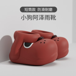 chikoku小狗雨靴女可愛戶外穿不滑舒適厚底溯谿短靴防水拖鞋女款
