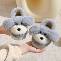 男童棉拖鞋秋冬季兒童室內防滑可愛小狗女童毛拖鞋居家保暖冬小孩