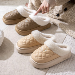 防水棉拖鞋女冬季2024新款室內家居防滑家用情侶保暖厚底棉拖男士