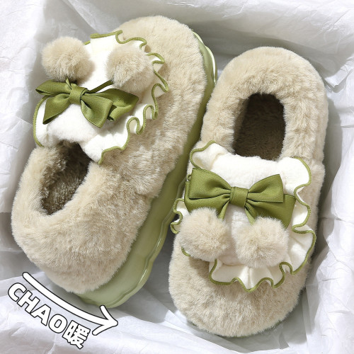 蝴蝶結棉拖鞋女士冬季2024新款室內家居防滑加絨加厚毛毛棉鞋男冬 蝴蝶結棉拖鞋女士冬季2024新款室內家居防滑加絨加厚毛毛棉鞋男冬