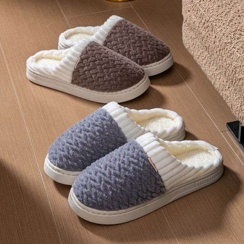 棉拖鞋女冬季家居室內毛絨保暖情侶拖鞋秋冬天男士包頭設計防滑