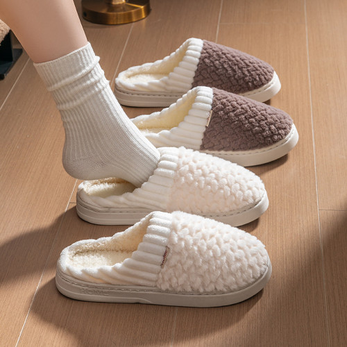 棉拖鞋女冬季家居室內毛絨保暖情侶拖鞋秋冬天男士包頭設計防滑