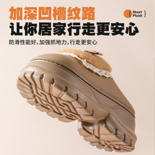 毛絨蝴蝶結棉拖鞋女士冬季包跟外穿室內家居可愛厚底款月子棉鞋女 毛絨蝴蝶結棉拖鞋女士冬季包跟外穿室內家居可愛厚底款月子棉鞋女