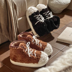 全包棉拖鞋女士冬季外穿時尚厚底加絨保暖2024新款韓版高幫棉鞋女