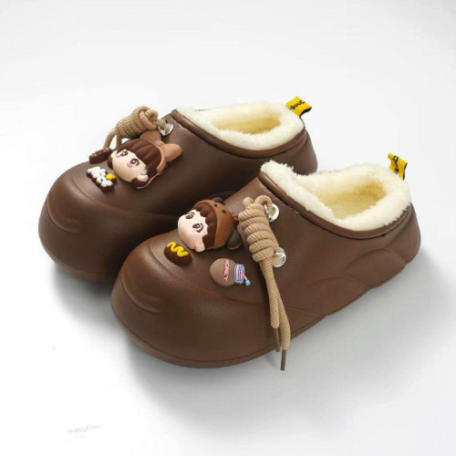 冬季厚底卡通防水棉拖鞋EVA加絨保暖可愛881-5娃娃款 冬季厚底卡通防水棉拖鞋EVA加絨保暖可愛881-5娃娃款