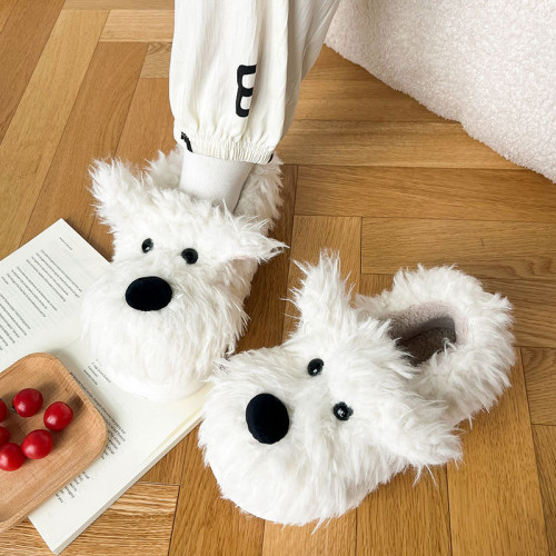 西高地潦草小狗棉拖鞋女秋冬季可愛卡通室內學生宿舍加絨毛毛拖鞋 西高地潦草小狗棉拖鞋女秋冬季可愛卡通室內學生宿舍加絨毛毛拖鞋