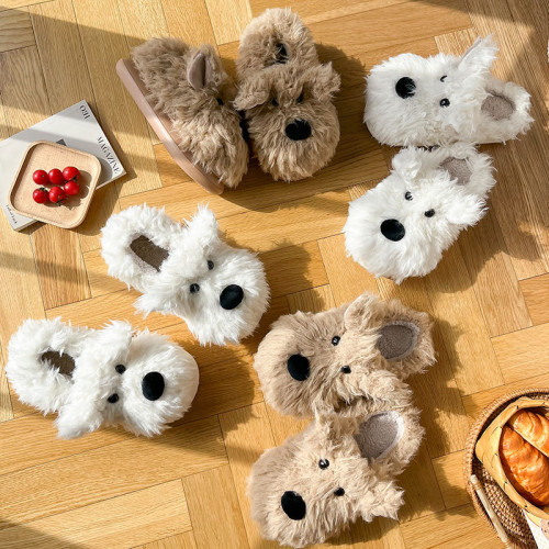 西高地潦草小狗棉拖鞋女秋冬季可愛卡通室內學生宿舍加絨毛毛拖鞋 西高地潦草小狗棉拖鞋女秋冬季可愛卡通室內學生宿舍加絨毛毛拖鞋