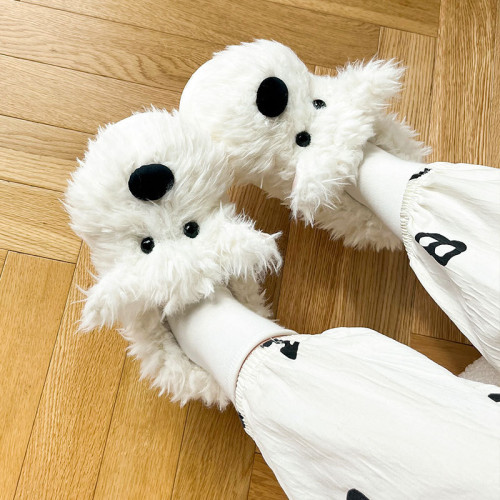 西高地潦草小狗棉拖鞋女秋冬季可愛卡通室內學生宿舍加絨毛毛拖鞋 西高地潦草小狗棉拖鞋女秋冬季可愛卡通室內學生宿舍加絨毛毛拖鞋