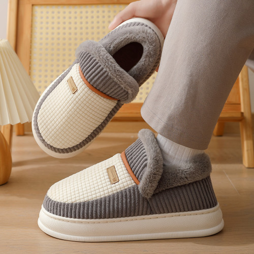 包跟棉拖鞋冬季女大碼厚底毛絨保暖男士條紋家居家用棉鞋男冬 包跟棉拖鞋冬季女大碼厚底毛絨保暖男士條紋家居家用棉鞋男冬