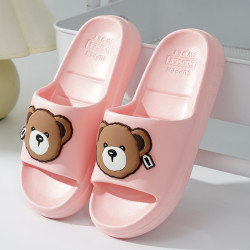 可愛卡通小熊男女拖鞋夏季新款室內洗澡防滑厚底情侶EVA涼拖鞋