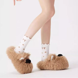 卡通西高地棉拖鞋女秋冬季2024新款室內居家居情侶厚絨毛毛拖鞋男