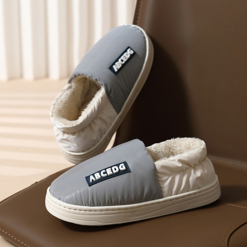 防水棉拖鞋女羽絨耐髒保暖包跟秋冬季軟底居家防滑毛絨棉鞋男