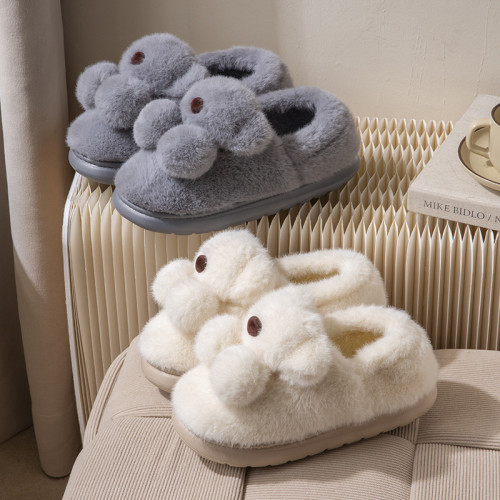 棉拖鞋女冬季卡通可愛小熊毛絨室內居家厚底防滑包跟保暖棉鞋男士 棉拖鞋女冬季卡通可愛小熊毛絨室內居家厚底防滑包跟保暖棉鞋男士