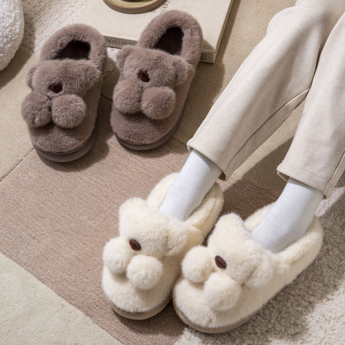 棉拖鞋女冬季卡通可愛小熊毛絨室內居家厚底防滑包跟保暖棉鞋男士 棉拖鞋女冬季卡通可愛小熊毛絨室內居家厚底防滑包跟保暖棉鞋男士