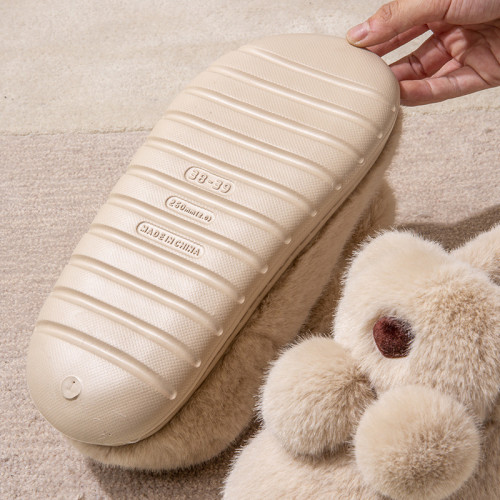 棉拖鞋女冬季卡通可愛小熊毛絨室內居家厚底防滑包跟保暖棉鞋男士 棉拖鞋女冬季卡通可愛小熊毛絨室內居家厚底防滑包跟保暖棉鞋男士