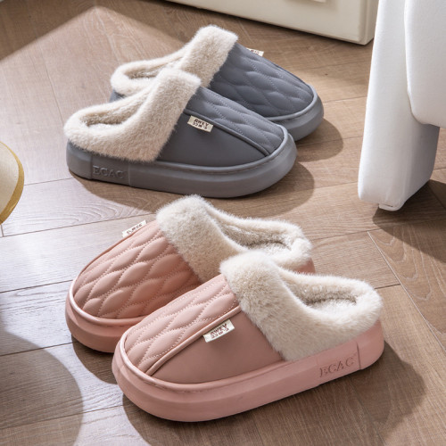 防水棉拖鞋女士冬季居家室內加絨保暖情侶外穿新款厚底毛毛拖鞋男 防水棉拖鞋女士冬季居家室內加絨保暖情侶外穿新款厚底毛毛拖鞋男