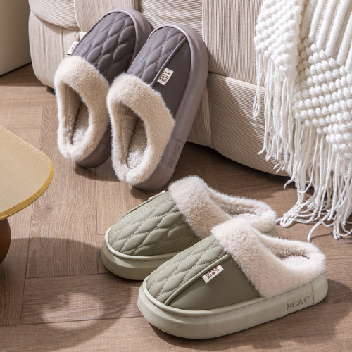 防水棉拖鞋女士冬季居家室內加絨保暖情侶外穿新款厚底毛毛拖鞋男 防水棉拖鞋女士冬季居家室內加絨保暖情侶外穿新款厚底毛毛拖鞋男