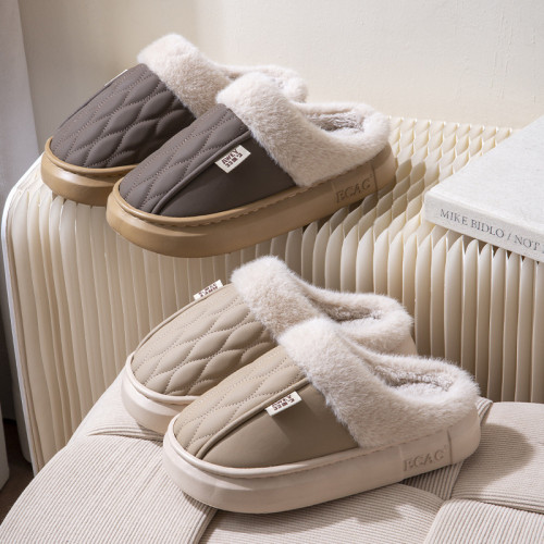 防水棉拖鞋女士冬季居家室內加絨保暖情侶外穿新款厚底毛毛拖鞋男 防水棉拖鞋女士冬季居家室內加絨保暖情侶外穿新款厚底毛毛拖鞋男