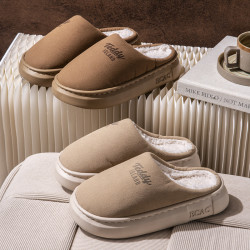 秋冬季棉拖鞋女居家防滑厚底室內靜音保暖情侶毛絨拖鞋男冬天家用