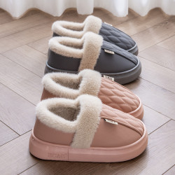 新款棉拖鞋女冬季包跟加絨加厚情侶家居防水防滑保暖棉鞋男士外穿