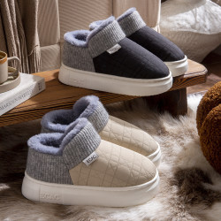 踩屎感棉拖鞋女冬季包跟外穿2024新款加絨厚底保暖情侶高幫棉鞋男