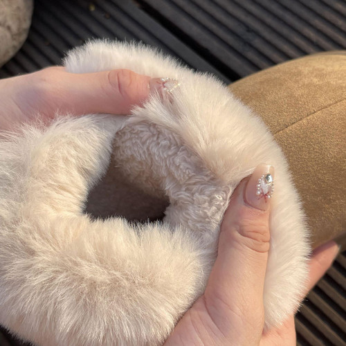 卡皮巴拉雪地靴女冬外穿加絨麵包鞋2024新款高幫厚底保暖東北棉鞋