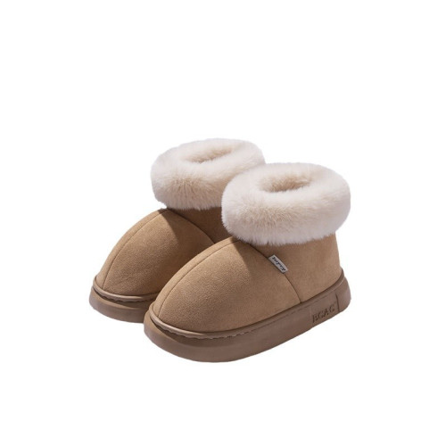 卡皮巴拉雪地靴女冬外穿加絨麵包鞋2024新款高幫厚底保暖東北棉鞋