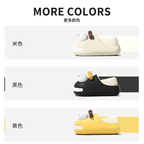 新款秋冬卡通可愛呲牙狗防水保暖女式包跟棉鞋時尚居家內裡可晾曬