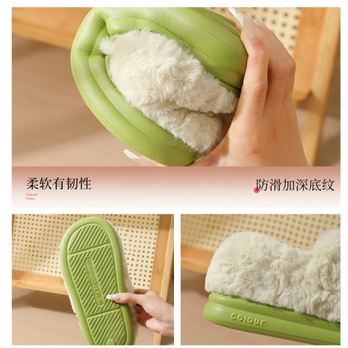 卡通包跟棉拖鞋女冬季可愛耳朵毛絨保暖毛拖鞋防滑家居棉鞋男