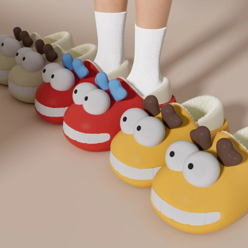 可愛小龍仔棉拖鞋女秋冬季室內居家用月子鞋保暖宿舍包跟棉鞋學生