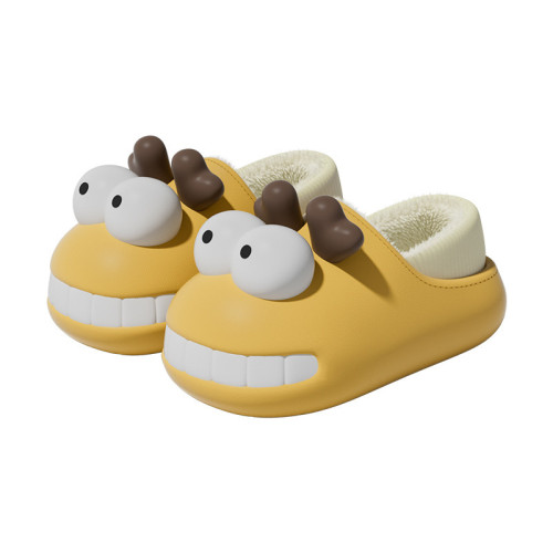 可愛小龍仔棉拖鞋女秋冬季室內居家用月子鞋保暖宿舍包跟棉鞋學生