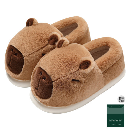冬季可愛卡皮巴拉水豚棉拖鞋毛絨家居鞋男女毛絨情侶保暖棉拖鞋女 冬季可愛卡皮巴拉水豚棉拖鞋毛絨家居鞋男女毛絨情侶保暖棉拖鞋女