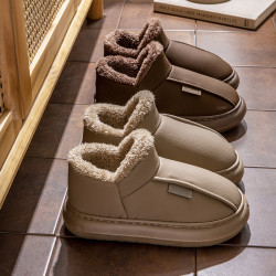 男士棉鞋秋冬季新款家用室內厚底加絨保暖PU防水包跟棉拖鞋女外穿