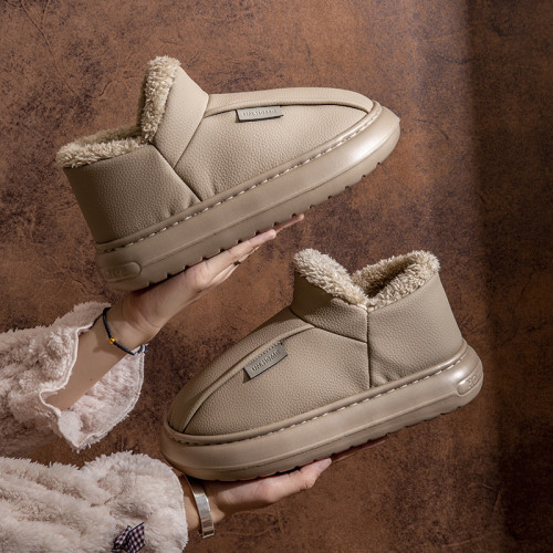 男士棉鞋秋冬季新款家用室內厚底加絨保暖PU防水包跟棉拖鞋女外穿 男士棉鞋秋冬季新款家用室內厚底加絨保暖PU防水包跟棉拖鞋女外穿