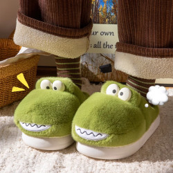 卡通恐龍棉拖鞋男秋冬季2024新款室內防滑保暖情侶家居厚底棉拖女