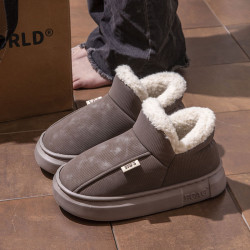 男士棉鞋冬季外穿防滑加厚加絨保暖情侶包跟棉拖鞋女款東北雪地靴