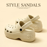 踩屎感洞洞鞋女士拖鞋夏季包頭鞋帶跟外穿女生沙灘鞋eva涼鞋