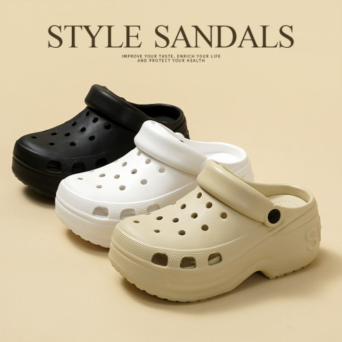 踩屎感洞洞鞋女士拖鞋夏季包頭鞋帶跟外穿女生沙灘鞋eva涼鞋 踩屎感洞洞鞋女士拖鞋夏季包頭鞋帶跟外穿女生沙灘鞋eva涼鞋