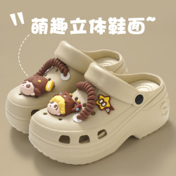 ShuTa厚底增高洞洞鞋CROSS新款人氣外穿辦公室防滑透氣包頭鞋女夏