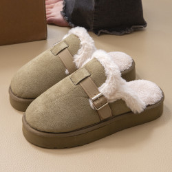 勃肯拖鞋女冬季加絨2024新款孕婦毛毛鞋居家保暖厚底棉拖鞋女外穿