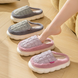 棉拖鞋女士秋冬季室內家居毛絨保暖情侶家用防滑厚底踩屎感棉拖男