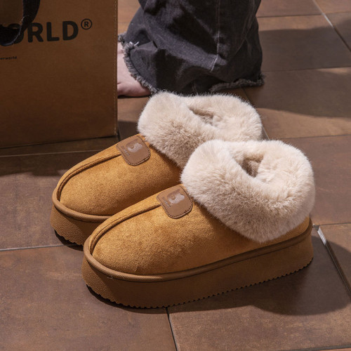 包跟棉拖鞋女冬季外穿加絨加厚雪地靴室內家居厚底保暖麵包毛毛鞋