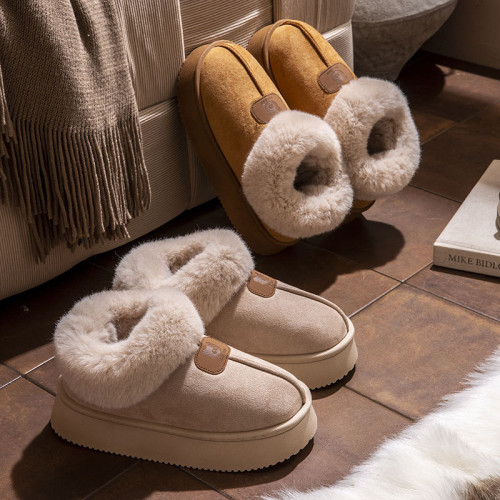 包跟棉拖鞋女冬季外穿加絨加厚雪地靴室內家居厚底保暖麵包毛毛鞋