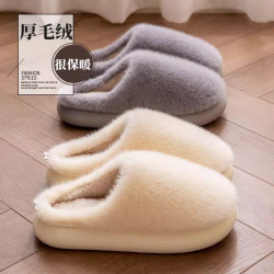 棉拖鞋女冬天室內居家保暖加絨情侶家用防滑厚底毛毛拖鞋男秋冬季