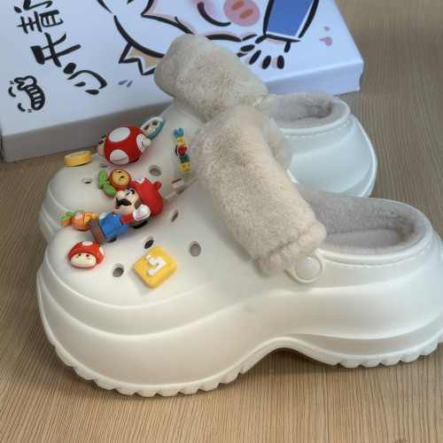 毛絨洞洞鞋女冬天外穿防滑厚底增高棉拖鞋踩屎感加絨保暖棉鞋 毛絨洞洞鞋女冬天外穿防滑厚底增高棉拖鞋踩屎感加絨保暖棉鞋